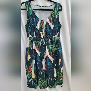 Tropical Leaf Tank Dress